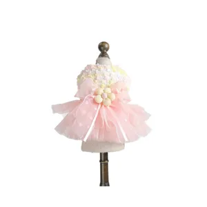 Cute puppy pet dog tutu dress mesh skirt with flower bow for small dogs and cute puppies.