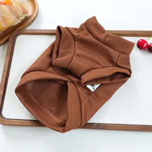 Pull animal de compagnie tricot gaufré marron, vêtement confortable automne hiver pour chiens