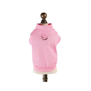 Pull pour chien rose avec anneau de traction en D, col roulé en tricot chaud pour petits animaux.