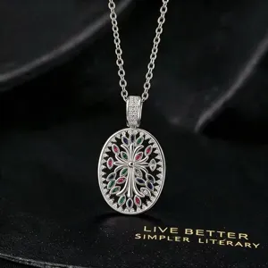 Vrouwen zirkoon ovale opengewerkte ketting elegante zilveren sleutelbeinketting sieraden
