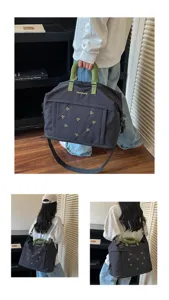 Grande borsa da viaggio per sport fitness e brevi viaggi con ricamo a fiocco elegante.