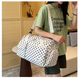 White black polka dot travel duffel bag large capacity fitness gym bag with wet dry separation