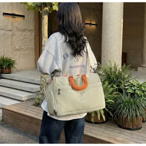 Casual travel duffel bag with dry and wet separation design for gym and weekend trips.