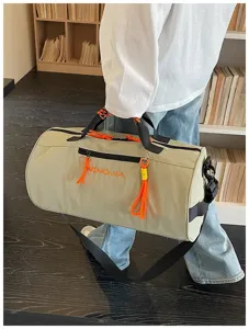 Cylindrical dry wet separation fitness travel bag large capacity waterproof sports duffel bag