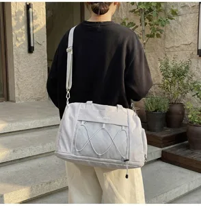 Large capacity travel duffel bag fitness gym shoulder bag waterproof gray casual stylish