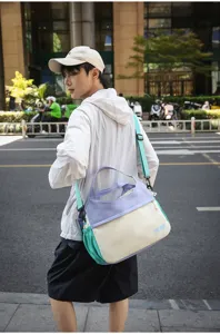 Japanese Harajuku style color block casual travel shoulder bag large capacity handbag