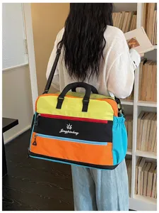 Dopamin Colorblock große Reise-Tasche, erweiterbare Fitness-Sporttasche mit Nassfach.