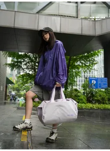 Korean style nylon travel gym bag with wet dry separation for fitness yoga swimming sports.