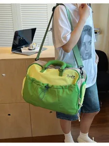 Kurze strecke reise tasche farbblock fitness tasche mit verstellbarem schultergurt