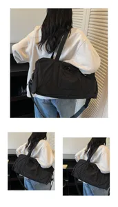 Large capacity black shoulder travel duffel bag waterproof gym bag for men and women short trips