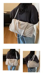 Large capacity travel duffel bag waterproof gym shoulder bag with bow detail for daily use.