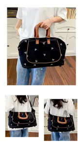 Large capacity travel duffel bag with cute bow patterns, expandable storage for fitness.