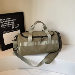 Grosse Kapazitaet Fitness Reisetasche fuer Damen und Herren, wasserdichte Sporttasche kaki