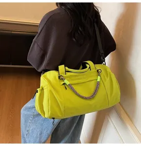 Bolso de viaje grande deportivo verde neón elegante bolsa de hombro fitness mujer chic