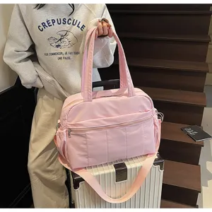 Rosa Reise-Damentasche, leichte wasserdichte Fitness-Sporttasche und Wochenendtasche.