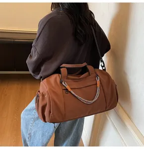 Bolso de viaje marrón grande para mujer bolsa deportiva impermeable de fitness con asa