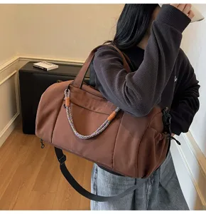 Bolso de viaje deportivo grande con asa trenzada para fitness, deporte y fines de semana.