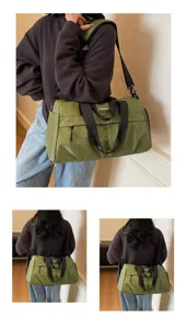 Sac de voyage à carreaux verts grande capacité sac de sport fitness gym pour femmes week-end