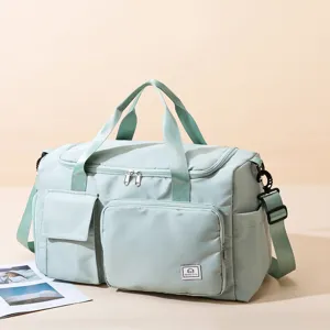 Light green large capacity sports duffel bag gym travel bag with multiple functional pockets