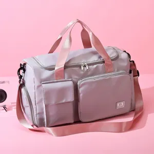 Large capacity travel duffel bag with multiple pockets, perfect for gym, yoga, and short trips.