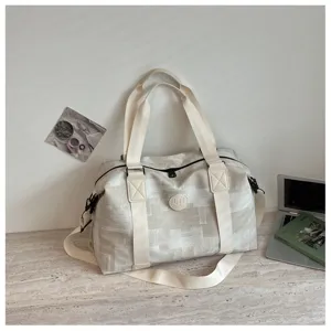 Large capacity retro travel duffel bag with wet dry compartment, multi-functional PU fitness bag.