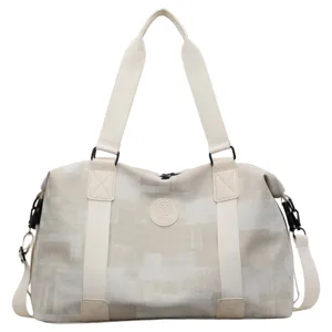 Large capacity retro travel duffel bag with dry wet separation for fitness sports yoga use.