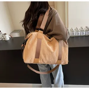 Große Reise-Sporttasche aus PU-Leder, wasserdichte Wochenendtasche für Fitness und Yoga.