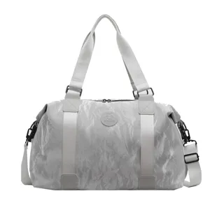 Large capacity grey travel duffel bag waterproof fitness gym bag with shoulder straps for sports