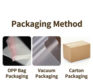Details showing packaging methods including OPP bags, vacuum bags and cardboard boxes