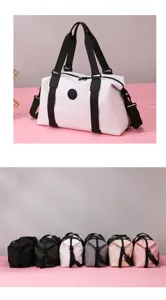 Waterproof Oxford cloth gym duffel bag for women, large capacity travel tote with wet dry pocket.