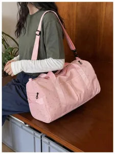 Rosa Sporttasche mit Sternenmuster, grosse Kapazitat fur Reisen und Fitness Training ideal.