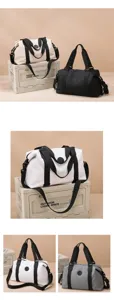 Detailed view of waterproof gym duffel bag with large capacity and dry wet separation for travel.