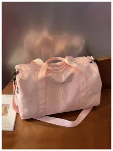 Rosa Reisetasche mit Sternenmuster, große Kapazität, Sporttasche für Fitness und Kurztrips.