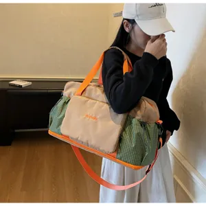 Large capacity travel duffel bag with dry wet separation gym bag stylish sports luggage for women