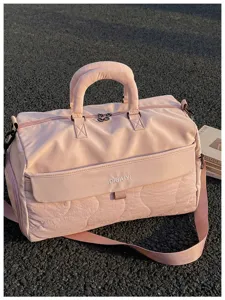 Pink large capacity travel duffel bag lightweight waterproof gym bag for women short trip storage