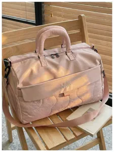 Pink large capacity travel duffel bag waterproof gym bag for women short trips daily use.