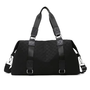Black quilted travel duffel bag large capacity gym bag waterproof fitness bag for women