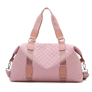 Pink quilted gym bag women sports yoga duffel waterproof large capacity travel bag