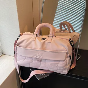 Pink travel duffel bag large capacity waterproof fitness gym bag for women weekend trip