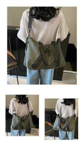 Grand sac de voyage vert militaire avec bandouliere pour le fitness et les courts sejours.