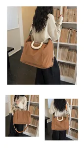 Large capacity travel bag, stylish brown shoulder and crossbody bag for women's short trips.