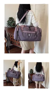 Waterproof travel duffel bag with wet dry separation, shoulder strap for outdoor trips.