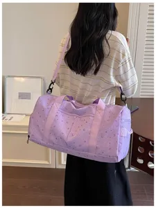 Helllila Sternen Mond Reisetasche mit grossem Fassungsvermoegen fuer Fitness Sport und Kurztrips