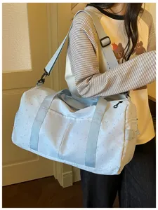 Hellblaue Sterndruck Reisetasche grosse Kapazitaet Fitness Gym Tasche fuer Kurztrips.