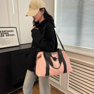 Pink oxford cloth gym duffel bag with shoulder strap for women travel fitness yoga use