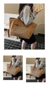 Casual brown canvas tote bag with mesh front pocket, perfect for daily commute and travel.