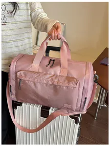 Pink travel duffel bag large capacity waterproof gym bag for women short trip storage luggage