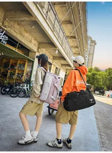 Large capacity nylon travel backpack duffel bag versatile sports outdoor daily storage use.