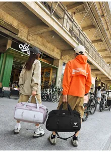 Large capacity nylon travel backpack, multi-purpose sports duffel bag for men and women, lightweight.