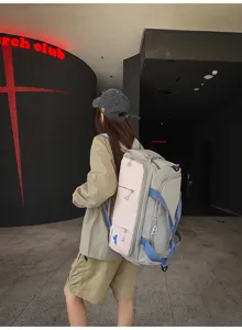 Large capacity nylon travel backpack multi-purpose casual sports duffel bag for women